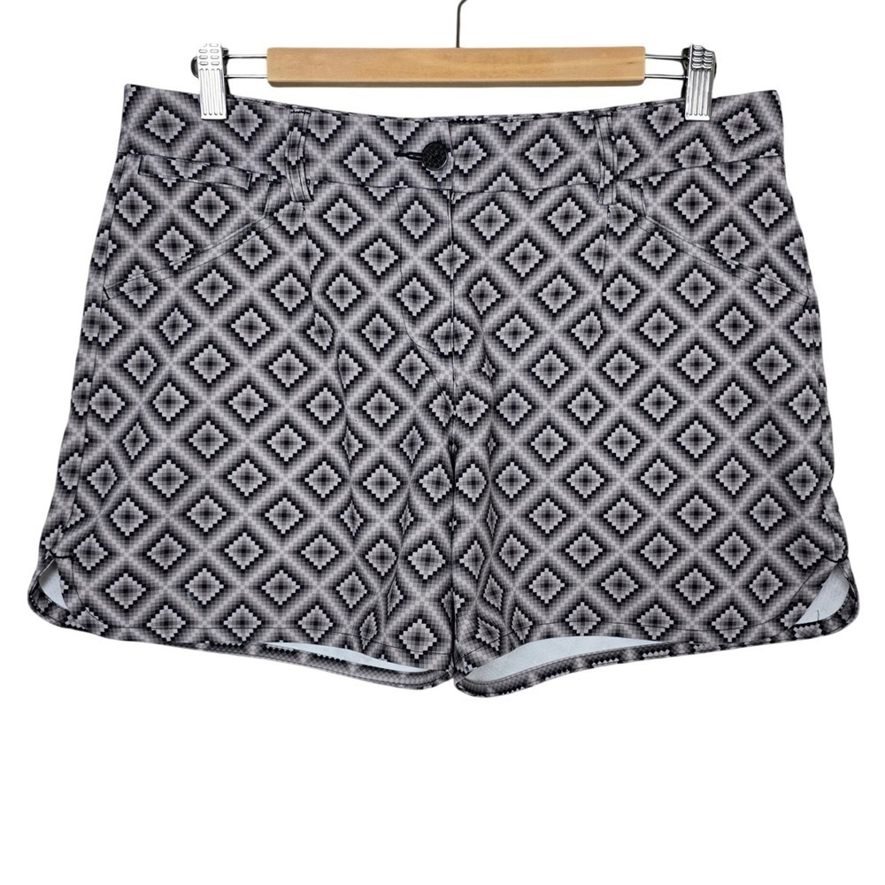 Puma Women's Golf Shorts 5-Pocket Geometric Print Black White Pockets 8